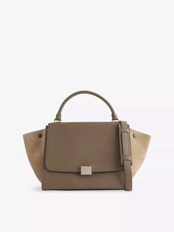 Two-Tone Trapeze Flap Vintage Top Handle Crossbody Bag
