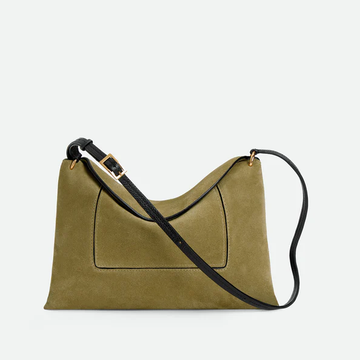 Olive Suede Geometric Fold Magnetic Crossbody Handbag