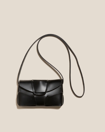Black Geometric Stitch Magnetic Mini Crossbody Bag