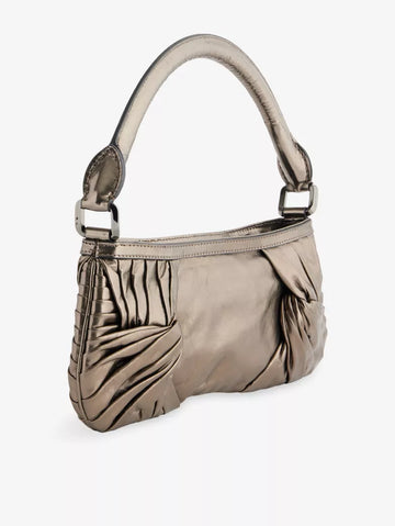 Metallic Bronze Ruched Vintage Shoulder Mini Bag